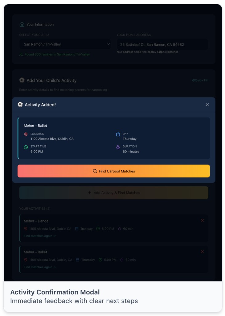 Activity Confirmation Modal